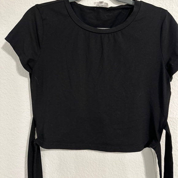 Superdown Black Crop Top with Side Ties - Picture 1 of 6